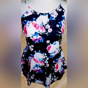 BLACK PINK PRINT TWO PIECE SWIMSUIT